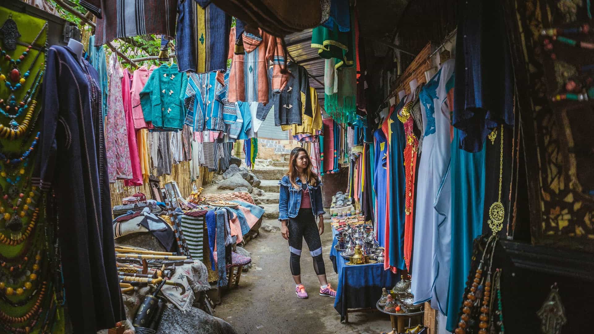 Woman looking at the store arrangement 